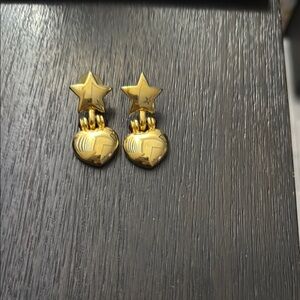 Gold Star and Heart Earrings